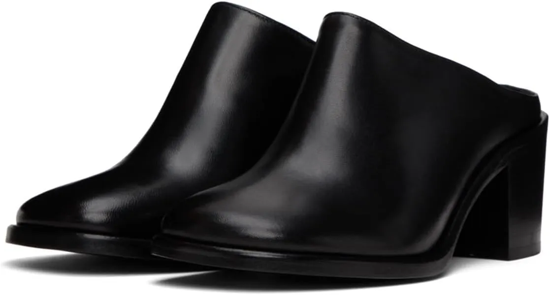 FOWT Women Fashion Closed Round Toe Mules Backless Mid Chunky Block Heels Slip On Comfy Daily Work Dress Shoes Size 4-16 US