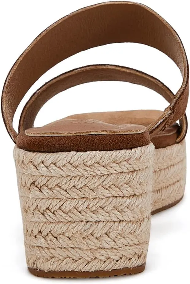 FOWT Women Platform Open Toe Mules Double Strap Espadrille Sandals Slip On Mid Heel Wedges Comfy Casual Dress Shoes Size 4-16 US