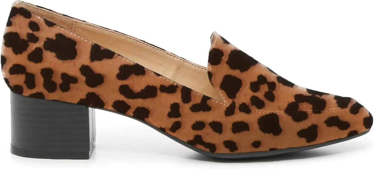 FOWT Women Suede Leather Slip On Side V Cut Loafers Almond Toe Mid Chunky Heel Pumps Casual Comfy Non-Slip Office Party Dress Ladies Shoes US Size 4-16