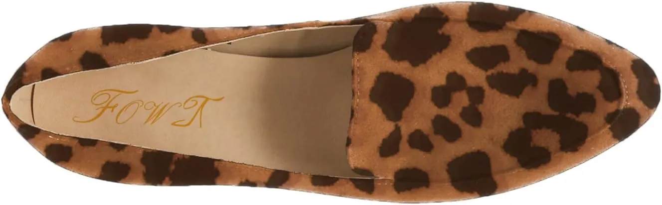 FOWT Women Suede Leather Slip On Side V Cut Loafers Almond Toe Mid Chunky Heel Pumps Casual Comfy Non-Slip Office Party Dress Ladies Shoes US Size 4-16