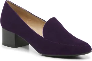 FOWT Women Suede Leather Slip On Side V Cut Loafers Almond Toe Mid Chunky Heel Pumps Casual Comfy Non-Slip Office Party Dress Ladies Shoes US Size 4-16