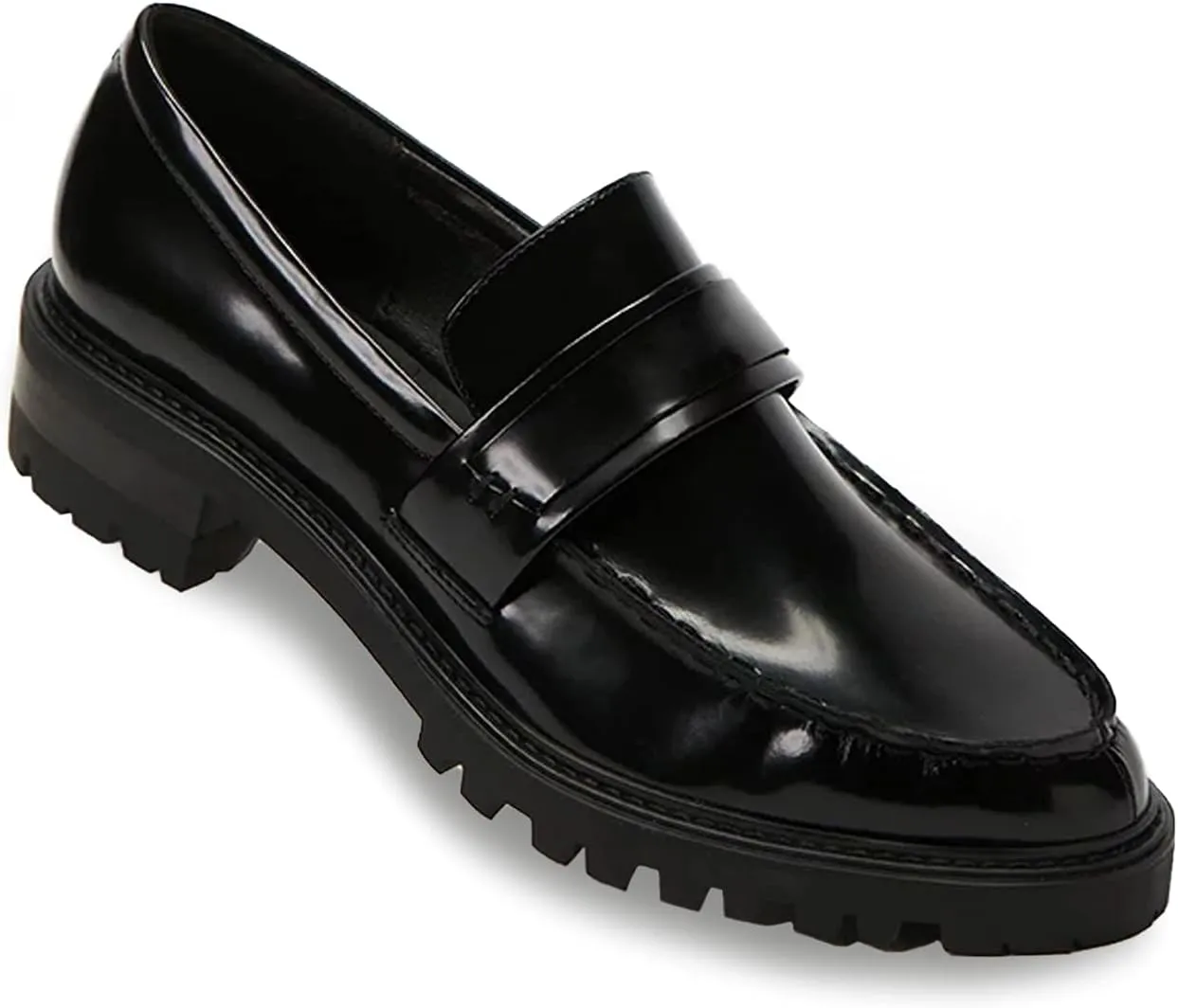 FOWT Women's Low Chunky Heel Loafers Round Toe Platform Flats with Lug Sole Casual Comfortable Slip on Unisex Shoes Driving Walking Traveling,4-16 US Size