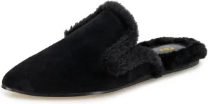 FSJ Women Fur Mules Comfortable Pointed Closed Toe Flat Sandals Slip-On Furry Padded Backless Loafers Casual Slides Slippers Shoes Size 4-16 US