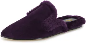 FSJ Women Fur Mules Comfortable Pointed Closed Toe Flat Sandals Slip-On Furry Padded Backless Loafers Casual Slides Slippers Shoes Size 4-16 US