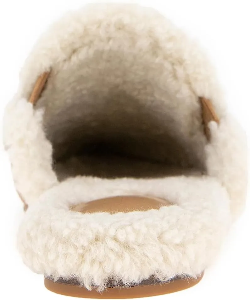 FSJ Women Fur Mules Comfortable Pointed Closed Toe Flat Sandals Slip-On Furry Padded Backless Loafers Casual Slides Slippers Shoes Size 4-16 US