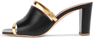 FSJ Women Open Peep Toe High Heel Slide Sandals Backless Slip on Clog Mules Gold Band Casual Shoes Size 4-15 US