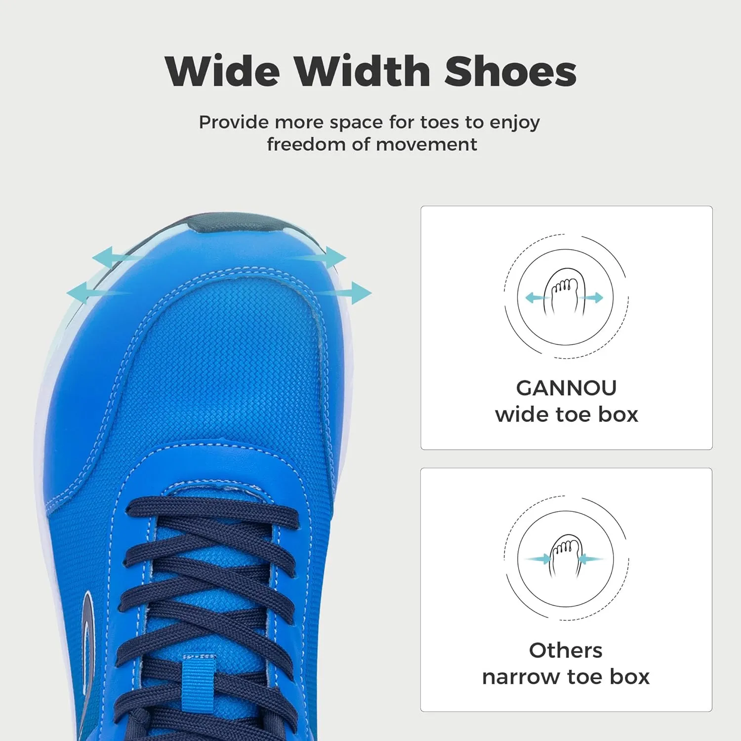 GANNOU Wide Toe Box Shoes for Men Arch Support Walking Shoes Plantar Fasciitis Orthotic Tennis Sneakers