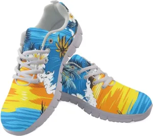 GIFTPUZZ Hawaiian Vacation Athletic Shoes - Breathable Floral Print & Quick-Dry Design for Beach/Hiking (Men/Women)