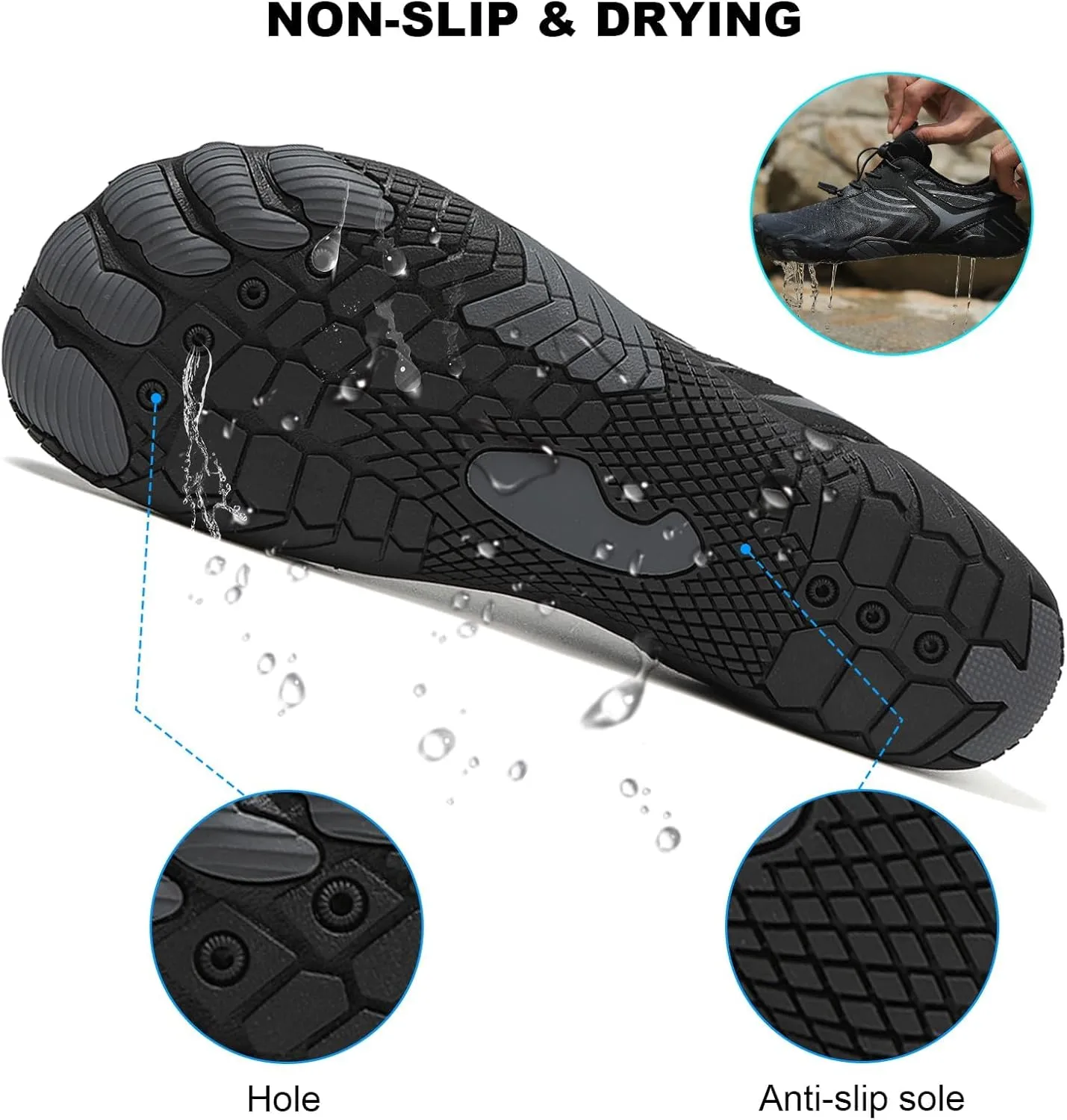 Grounded Footwear Barefoot Shoes Women&Men Neuropathy Hiking Footwear Barefoot Womens Shoes Non-Slip Outdoor Unisex Water Pro Beach Shoe Wide Toe Box Sneakers, Diabetic Shoe, Waterproof, Quick-Dry