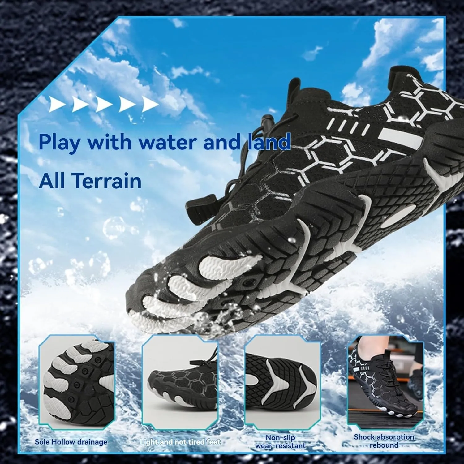 Grounding Shoes for Women Men Non-Slip Quick Dry Barefoot Shoes Unisex Wide Toe Athletic Outdoor Hiking Footwear Lightweight Beach Swim Aqua Pool Sneaker
