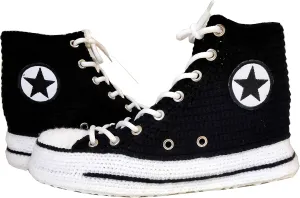 Handmade Custom Knitted Black Sneakers Crochet Men/Women Shoes