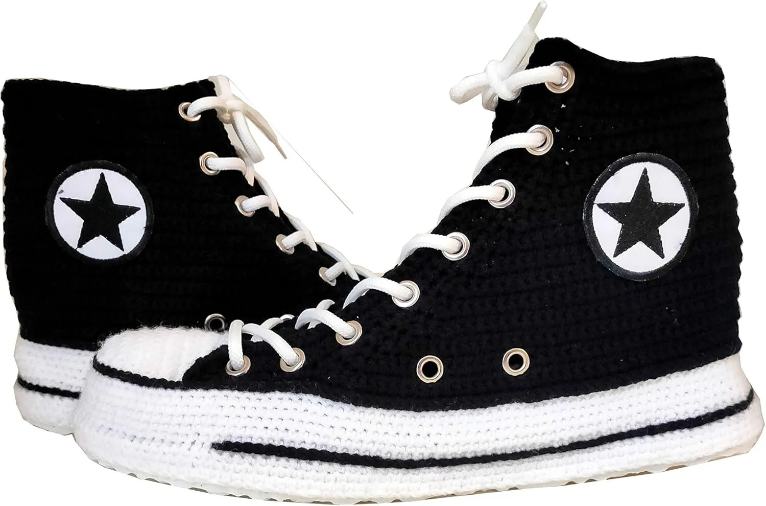 Handmade Custom Knitted Black Sneakers Crochet Men/Women Shoes