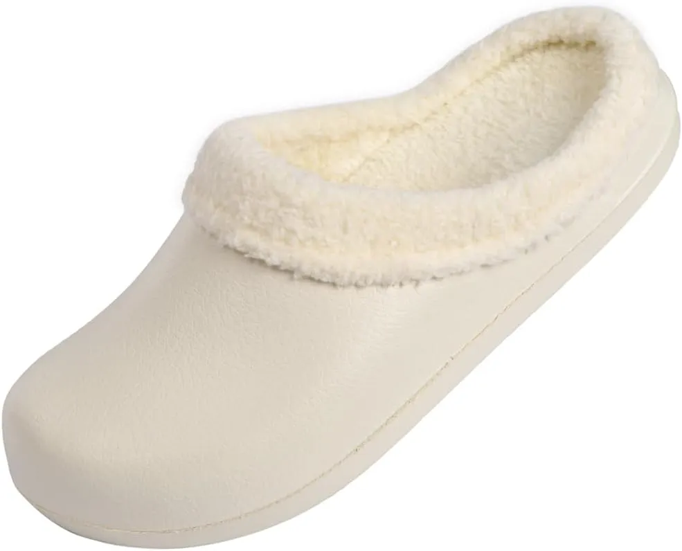 Harssidanzar Mens Womens Fur Lined Clogs Winter Garden Shoes Unisex Warm House Slippers Indoor Outdoor Mules HU202US