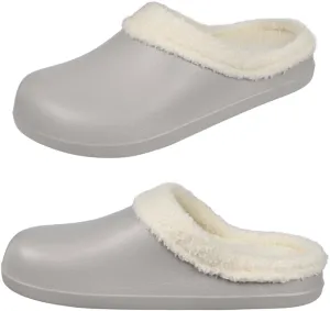 Harssidanzar Mens Womens Fur Lined Clogs Winter Garden Shoes Unisex Warm House Slippers Indoor Outdoor Mules HU202US