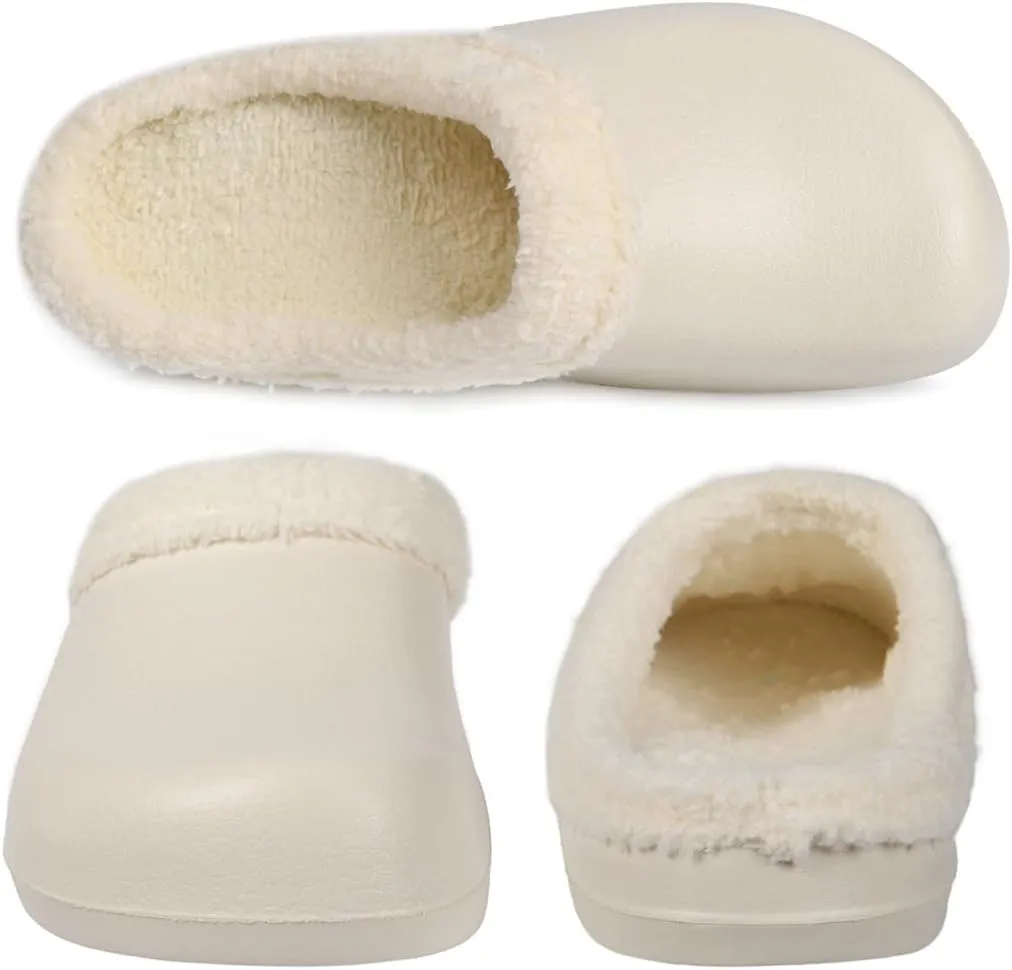 Harssidanzar Mens Womens Fur Lined Clogs Winter Garden Shoes Unisex Warm House Slippers Indoor Outdoor Mules HU202US