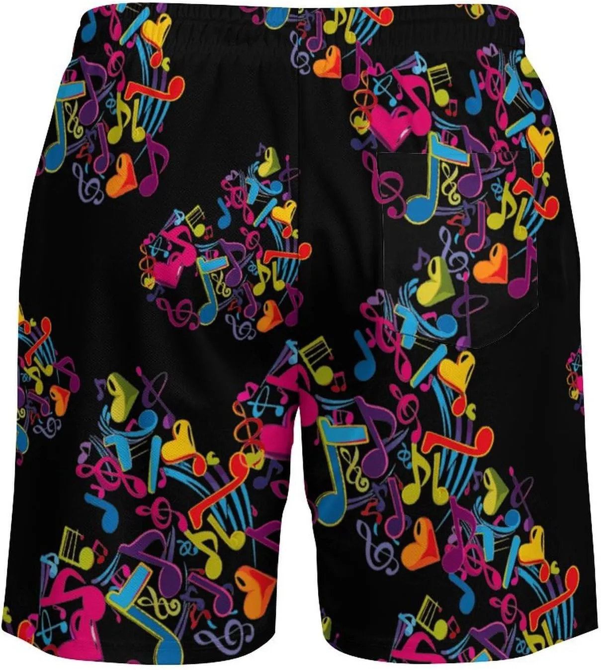 Heart Music Notes Musician Music Men's Swim Trunks Quick Dry Board Shorts Swimwear Beach Shorts with Compression Liner