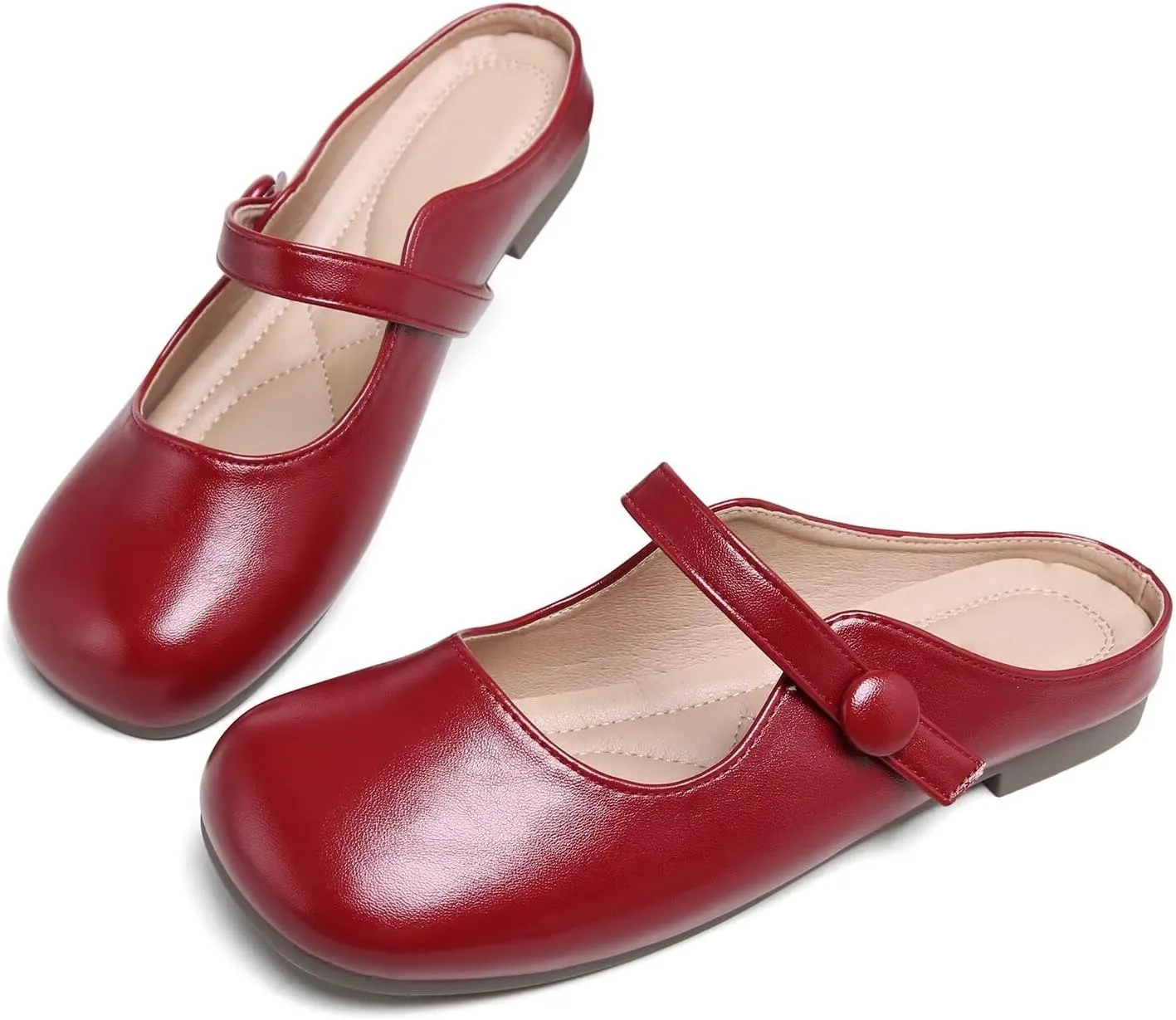 Hee grand Mules for Women Flats Square Toe Slip on Flat Slides Comfortable Suede Women Slippers Backless Loafer Shoes
