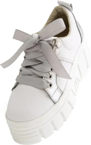 High Platform Sneakers 100% Natural Bovine Leather