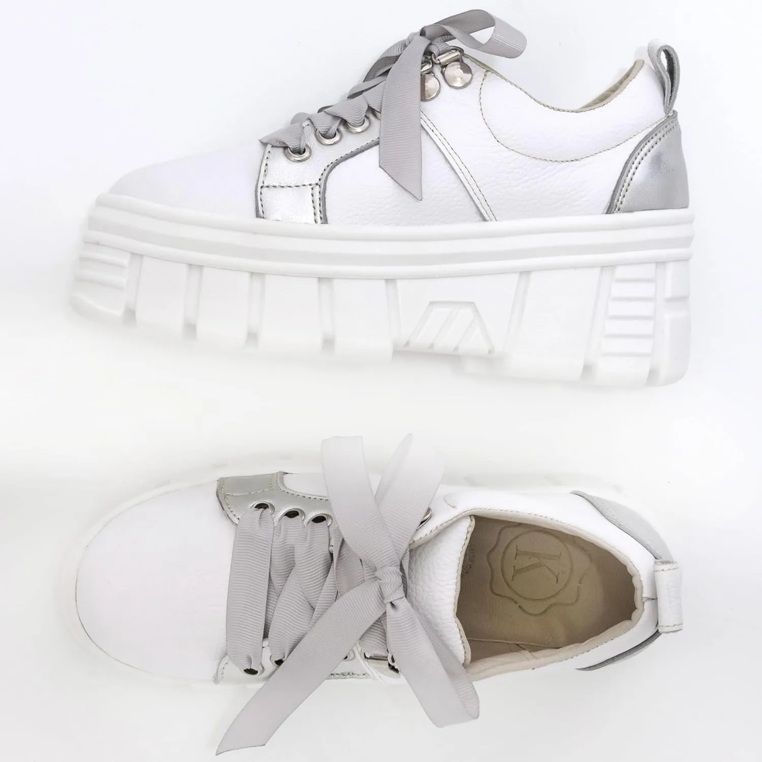 High Platform Sneakers 100% Natural Bovine Leather