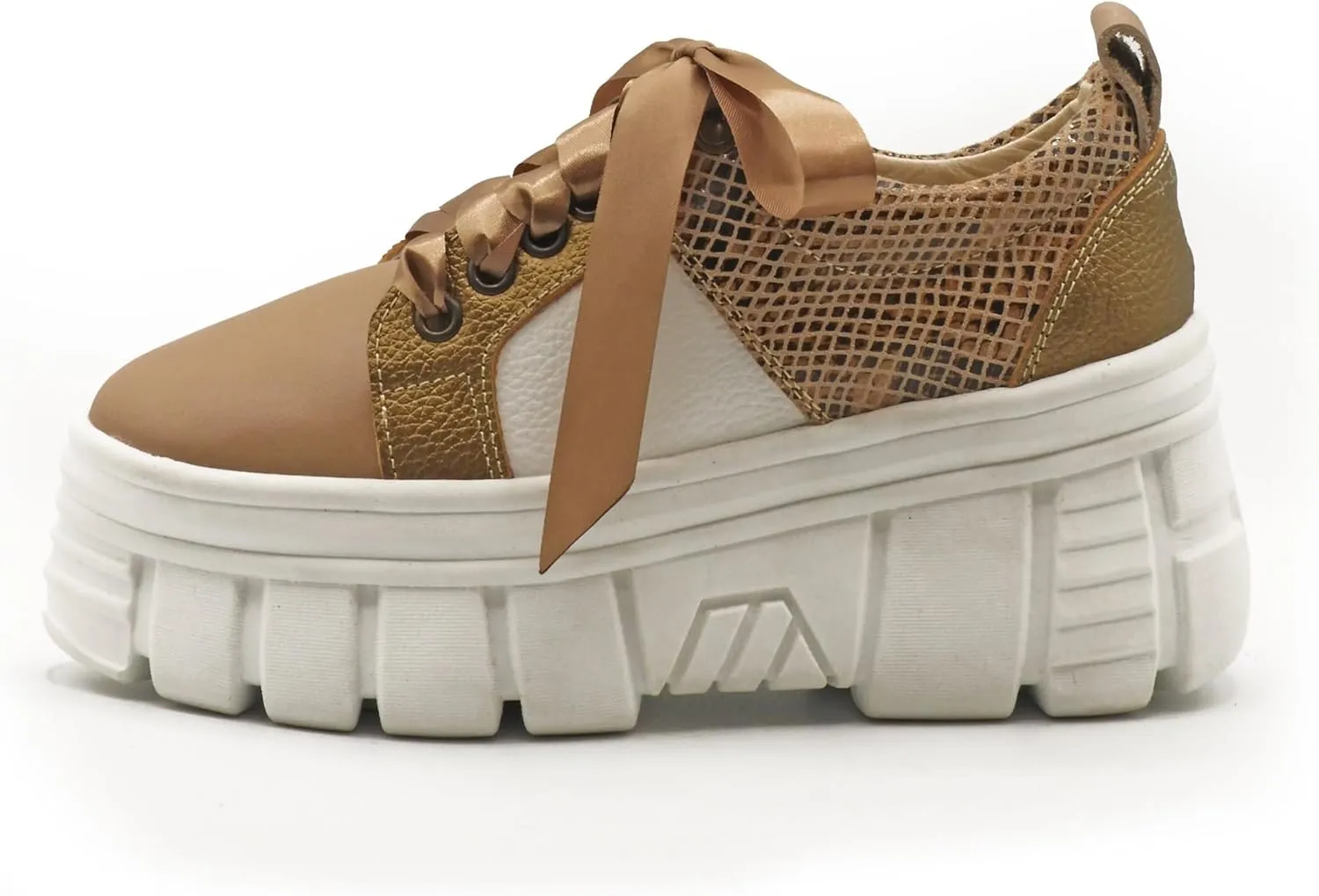 High Platform Sneakers 100% Natural Bovine Leather