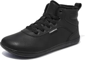 HOBIBEAR Womens Winter Barefoot Shoes Men Wide Toe Box Warm Faux Fur Lined Ankle Sneakers
