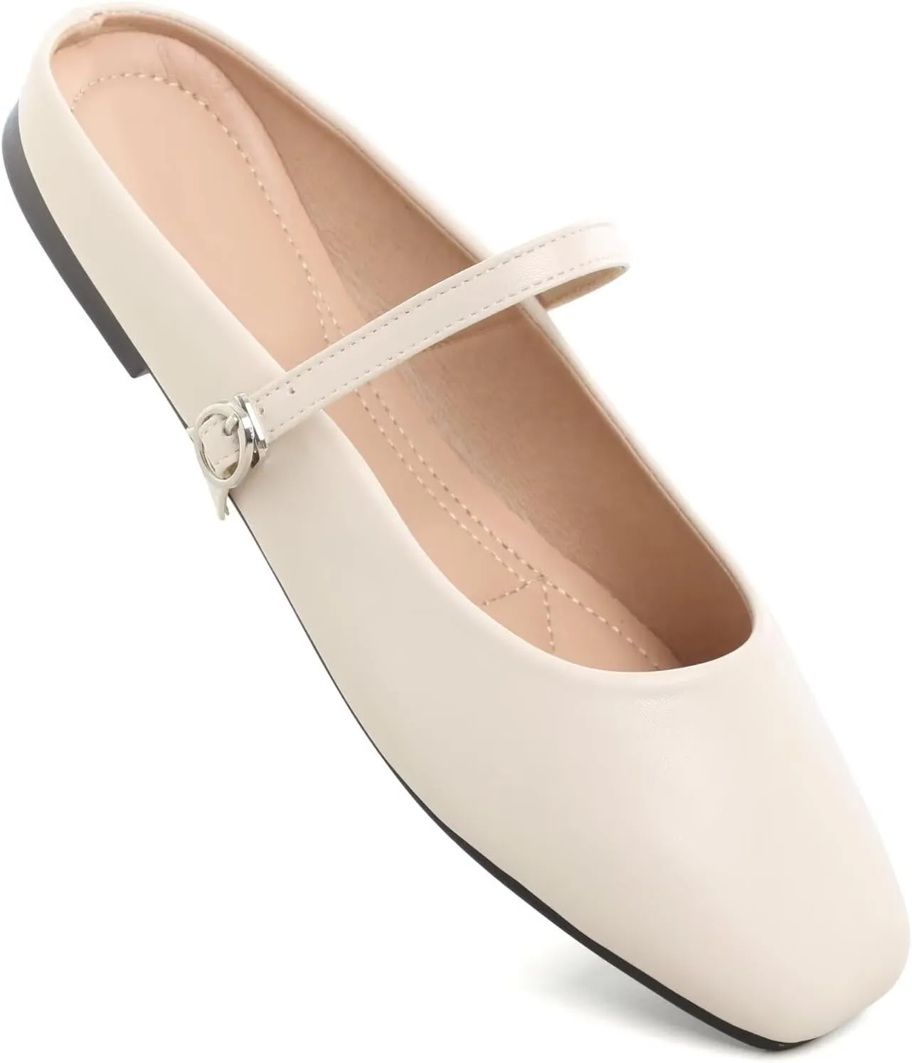 HuangTaiJi Qing Women's Closed Square Toe Backless Low Heeled Mule Slippers Casual Loafers Slip on Flat Shoes