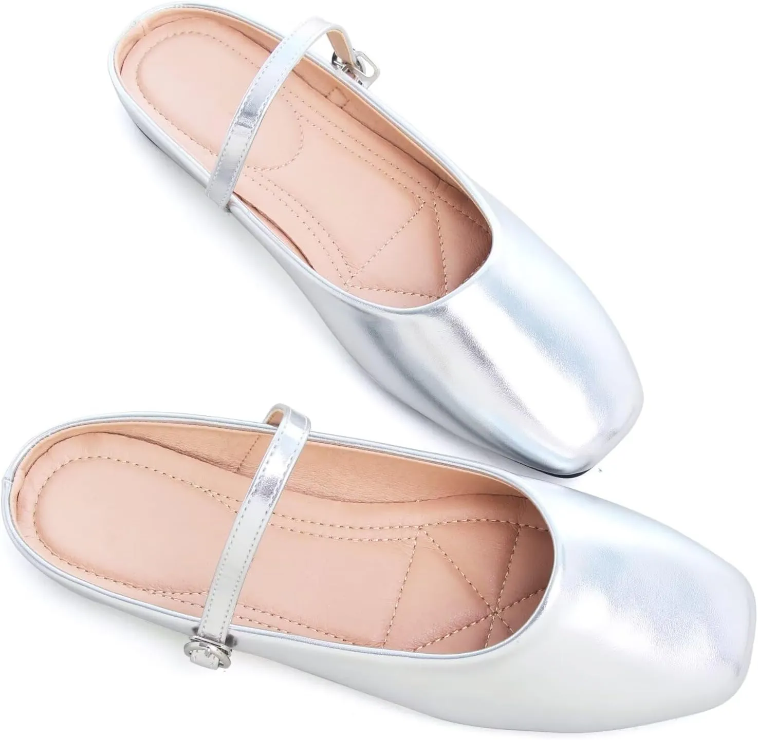 HuangTaiJi Qing Women's Closed Square Toe Backless Low Heeled Mule Slippers Casual Loafers Slip on Flat Shoes