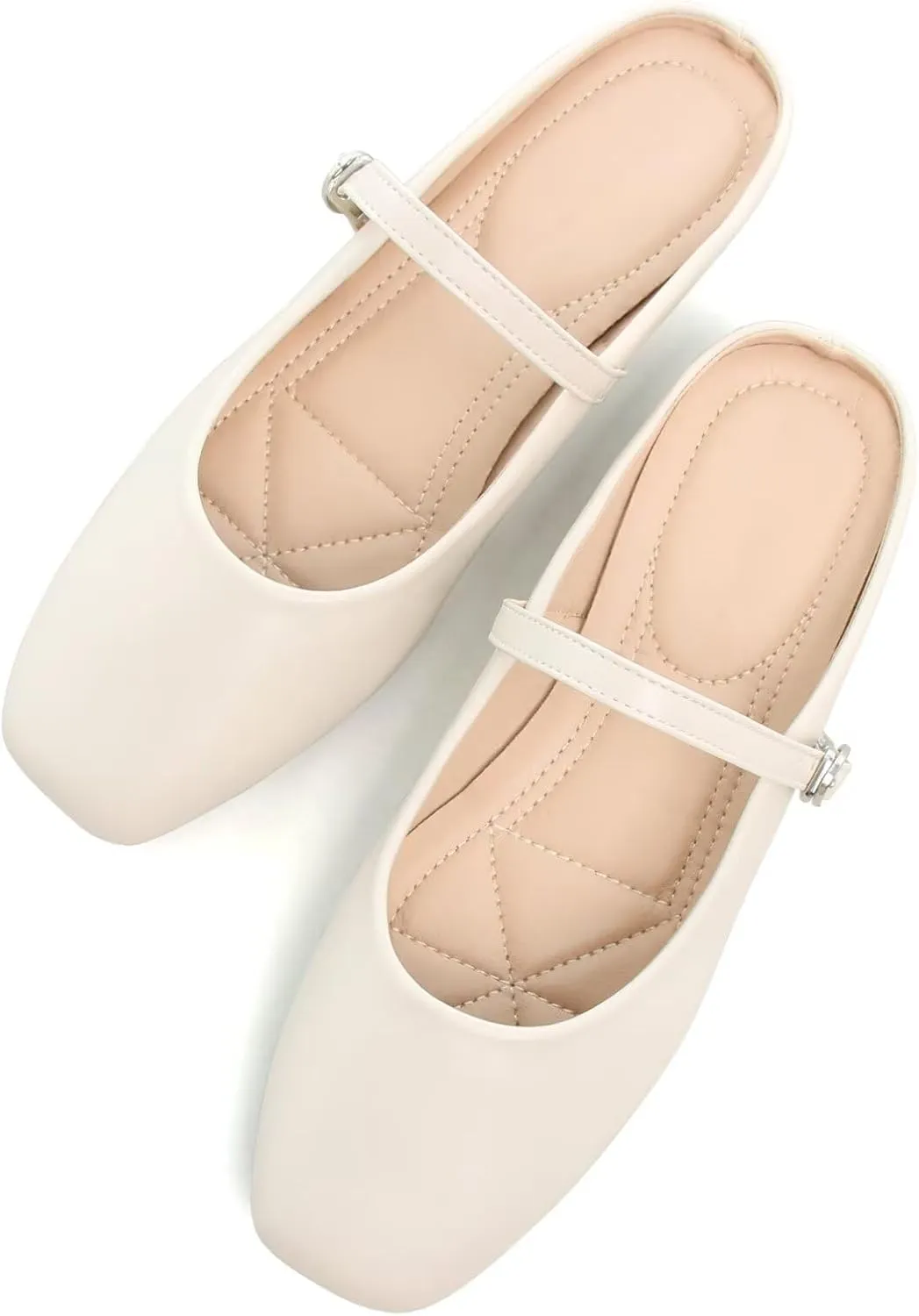 HuangTaiJi Qing Women's Closed Square Toe Backless Low Heeled Mule Slippers Casual Loafers Slip on Flat Shoes