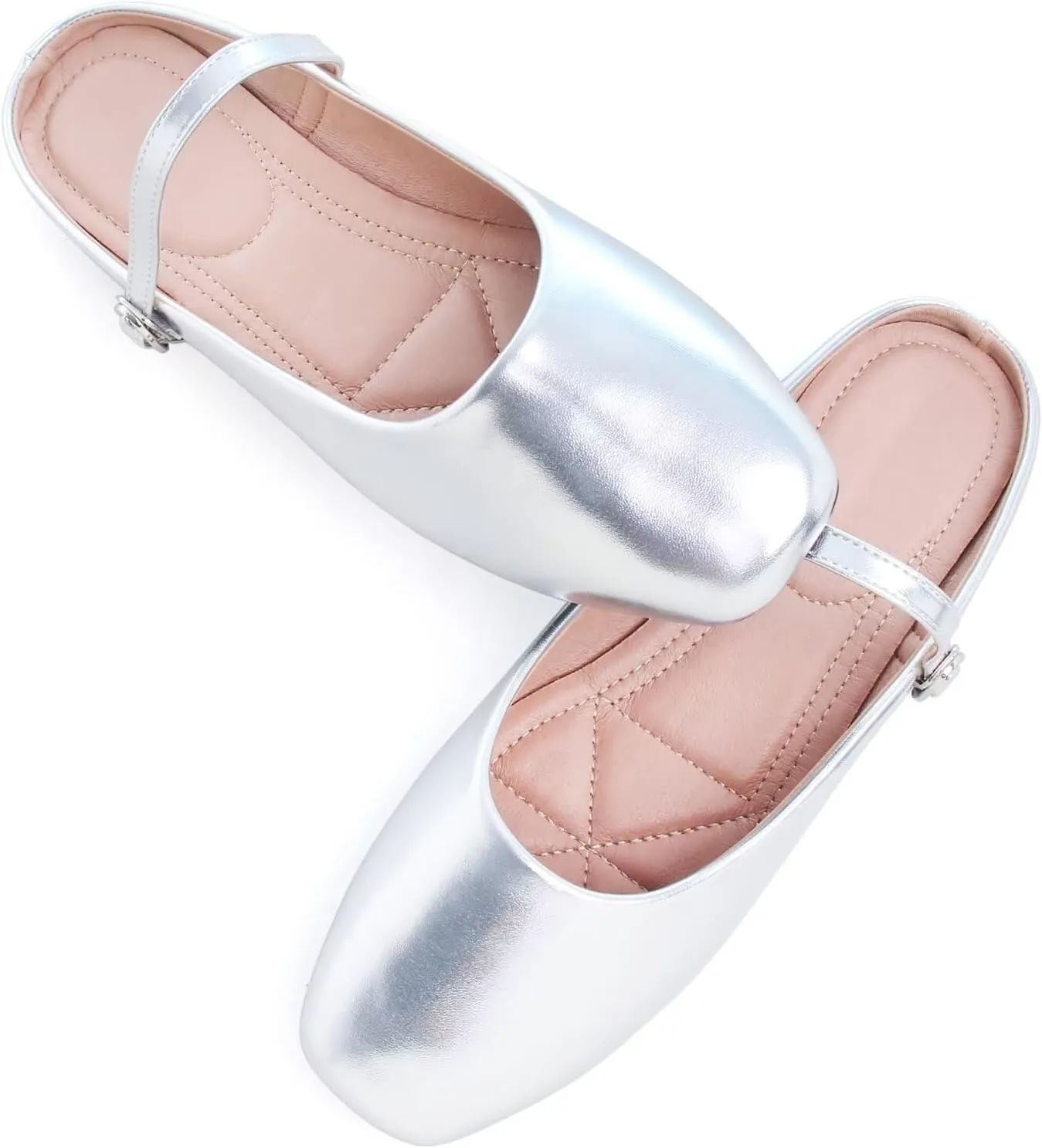 HuangTaiJi Qing Women's Closed Square Toe Backless Low Heeled Mule Slippers Casual Loafers Slip on Flat Shoes