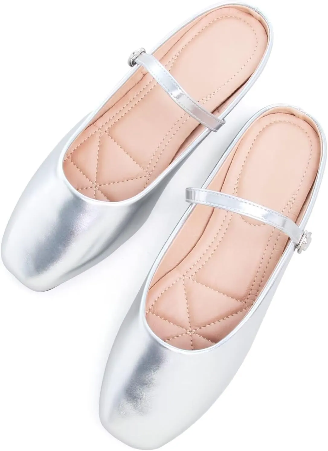 HuangTaiJi Qing Women's Closed Square Toe Backless Low Heeled Mule Slippers Casual Loafers Slip on Flat Shoes