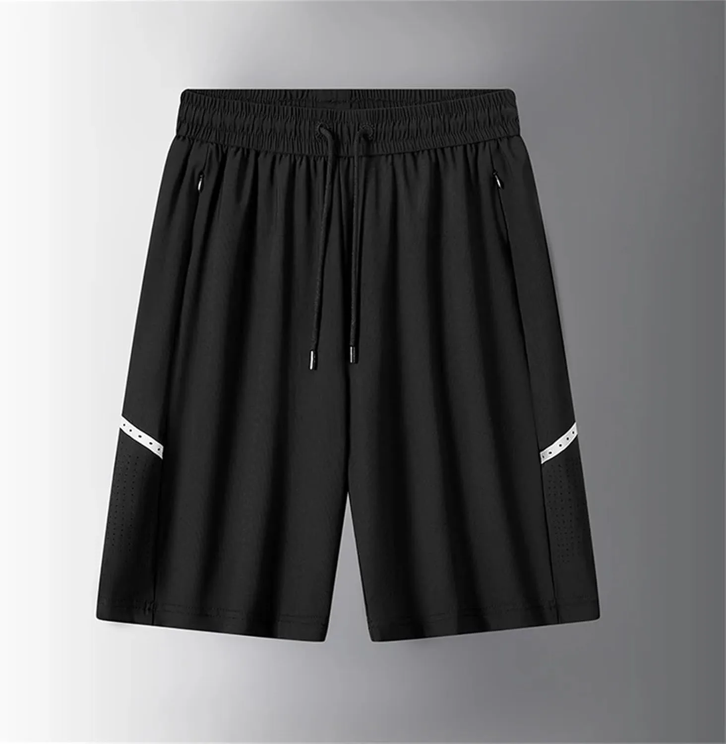 Ice Silk Shorts Men Loose Breathable Waterproof Quick-Drying Sports Running Casual Elastic Five-Point Pants