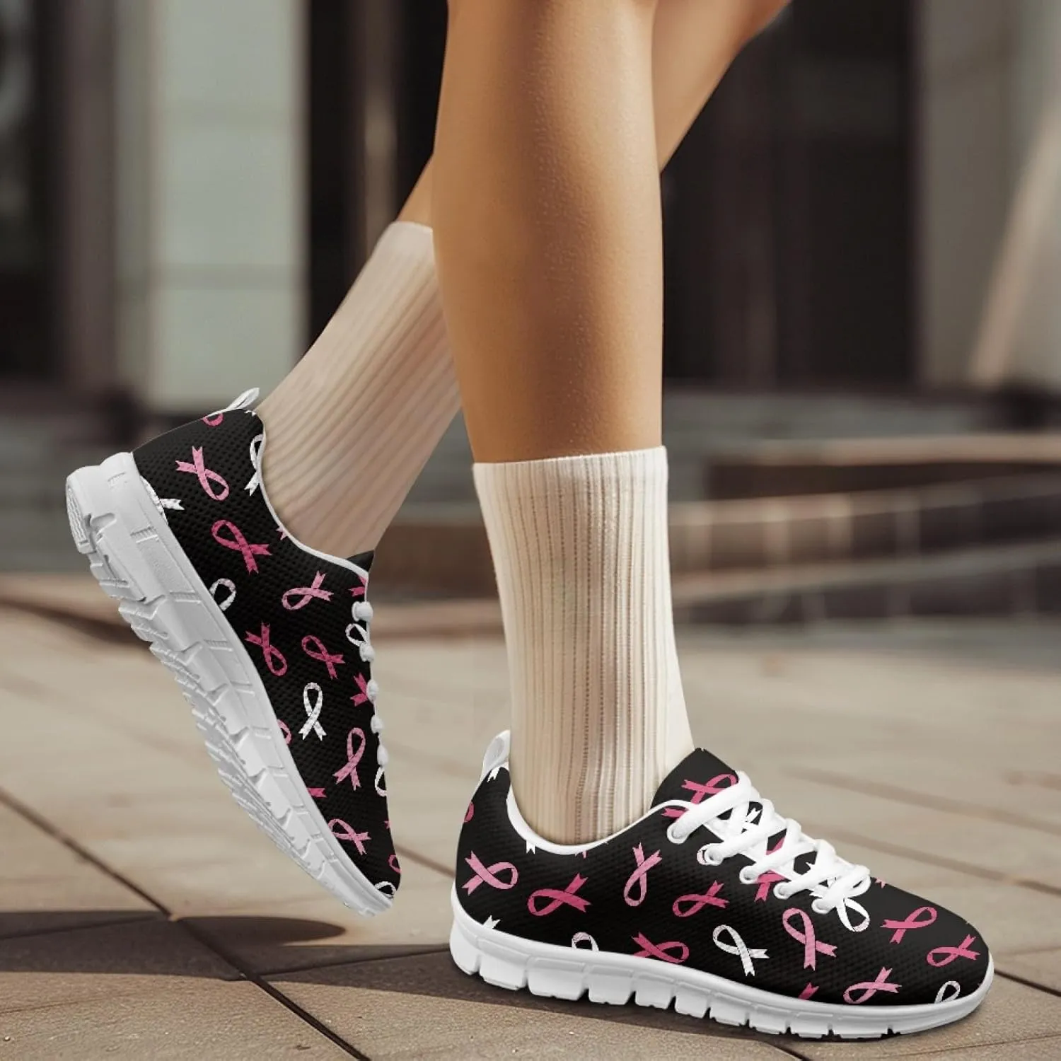 INSTANTARTS Women's Walking Shoes Air Mesh Running Shoes Non-Slip Lace Up Fashion Sneakers