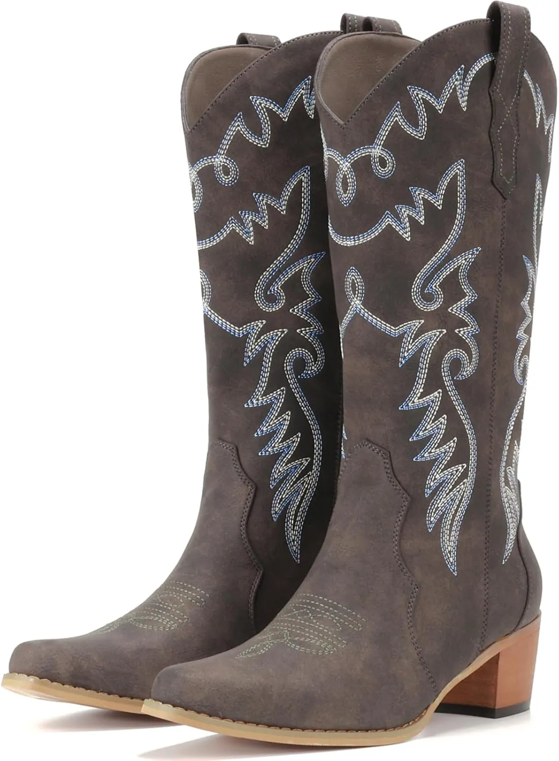 IXU Cowboy Boots Women Pointy Toe Women's Mid Calf Western Cowgirl Boots