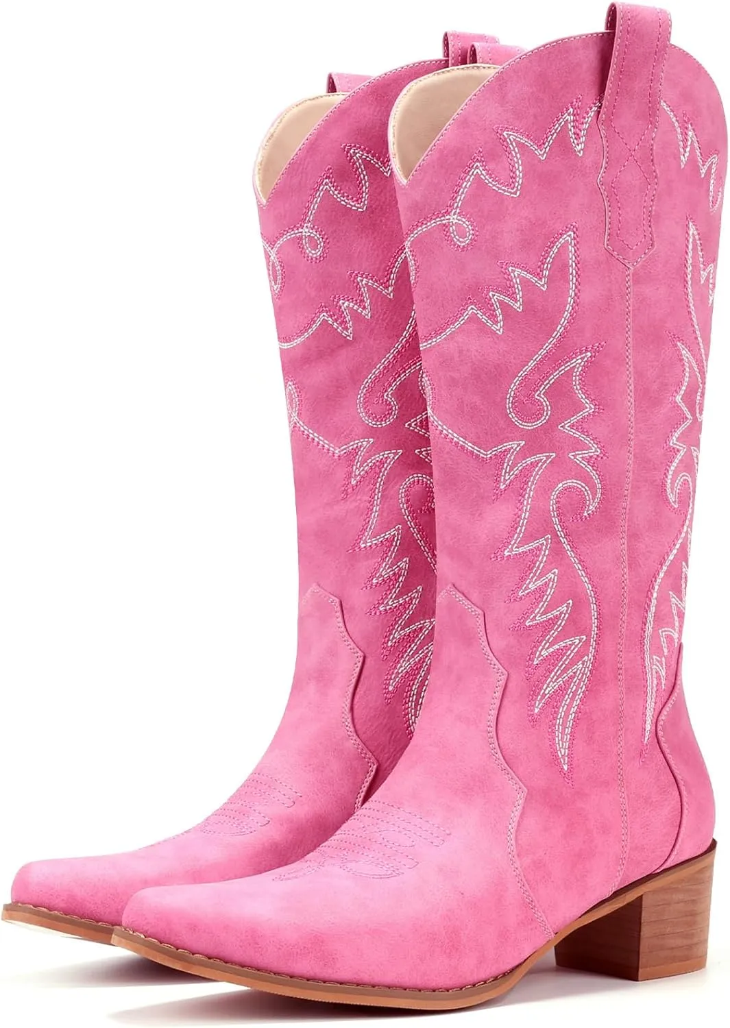 IXU Cowboy Boots Women Pointy Toe Women's Mid Calf Western Cowgirl Boots