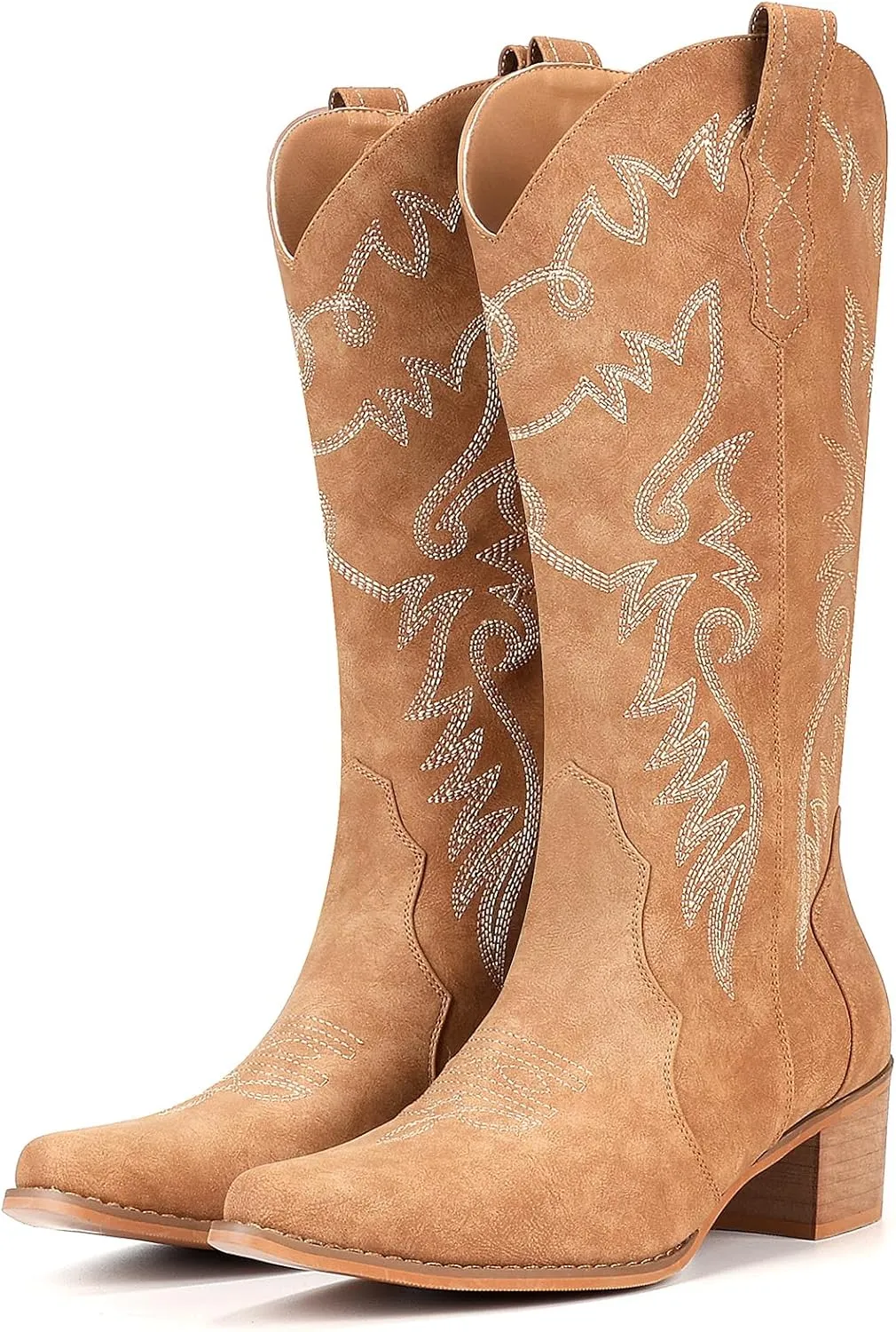 IXU Cowboy Boots Women Pointy Toe Women's Mid Calf Western Cowgirl Boots