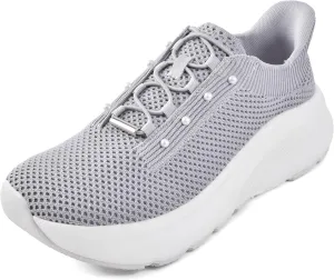 JACKSHIBO Women's Wide Toe Box Slip in Hands Free Shoes Arch Support Slip On Wide Sneaker Orthopedic Thick Cushioning Walking Shoes