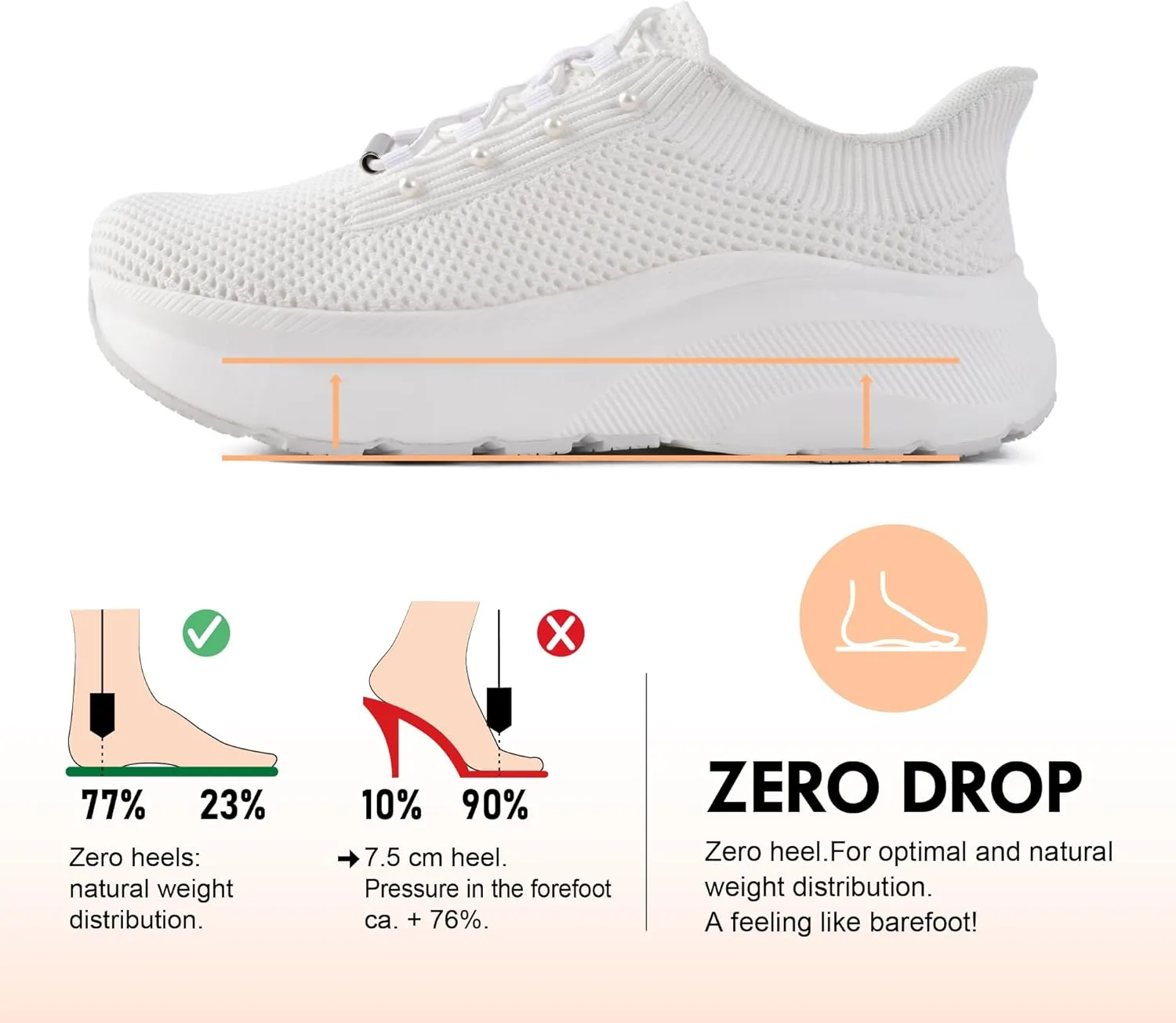 JACKSHIBO Women's Wide Toe Box Slip in Hands Free Shoes Arch Support Slip On Wide Sneaker Orthopedic Thick Cushioning Walking Shoes