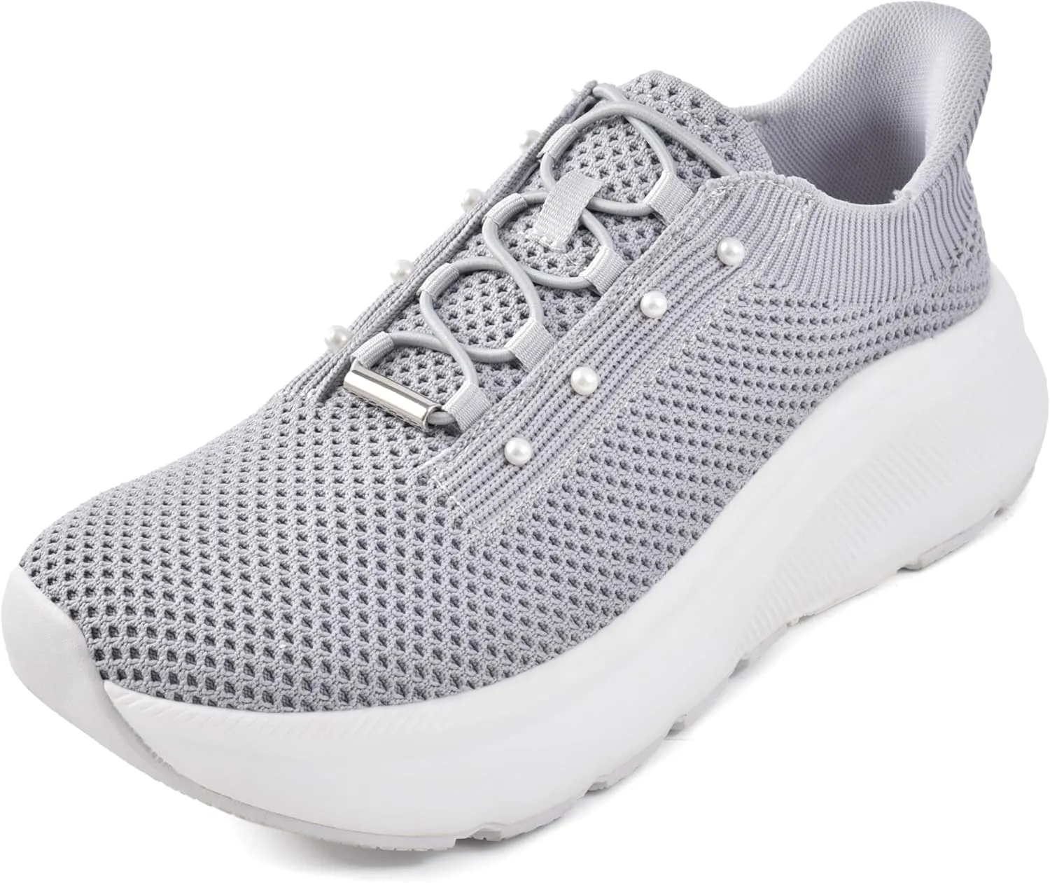 JACKSHIBO Women's Wide Toe Box Slip in Hands Free Shoes Arch Support Slip On Wide Sneaker Orthopedic Thick Cushioning Walking Shoes