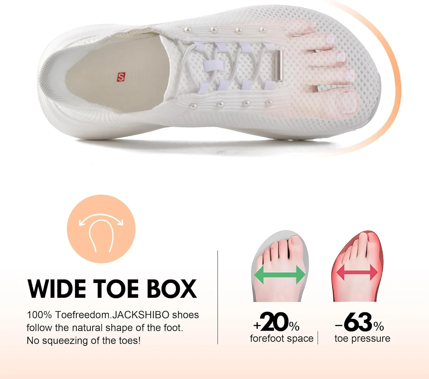 JACKSHIBO Women's Wide Toe Box Slip in Hands Free Shoes Arch Support Slip On Wide Sneaker Orthopedic Thick Cushioning Walking Shoes