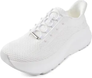 JACKSHIBO Women's Wide Toe Box Slip in Hands Free Shoes Arch Support Slip On Wide Sneaker Orthopedic Thick Cushioning Walking Shoes