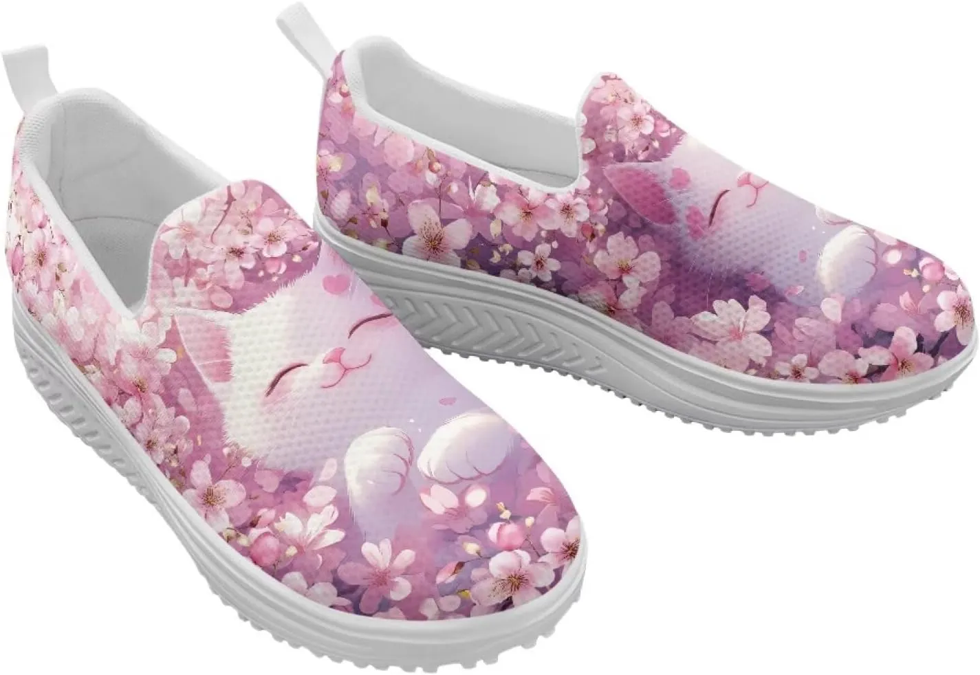 Jeiento Womens Platform Fashion Sneakers with Rocker Bottom Low Top Tennis Shoes Slip-On Walking Sneaker Work,Athletic,Casual Footwear