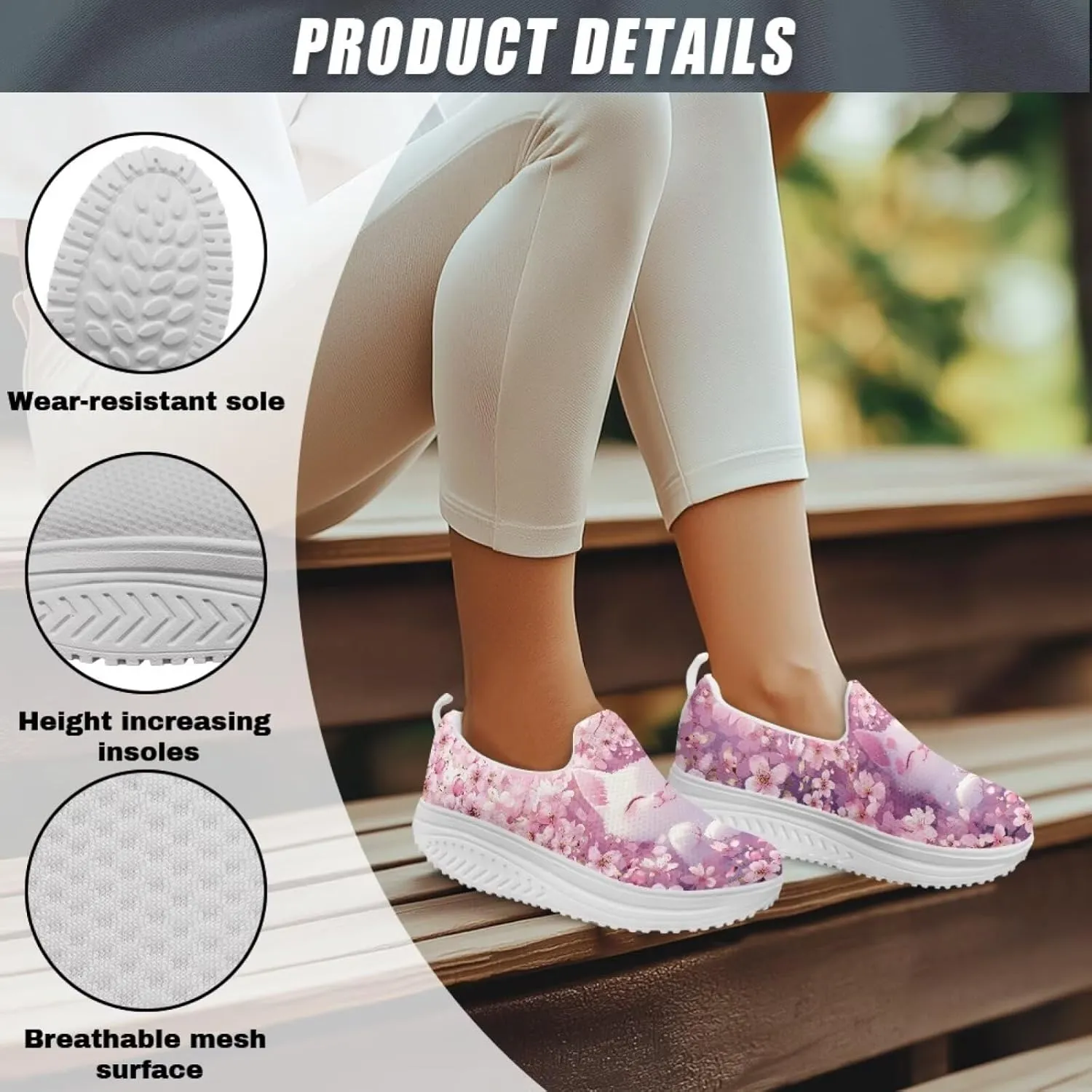 Jeiento Womens Platform Fashion Sneakers with Rocker Bottom Low Top Tennis Shoes Slip-On Walking Sneaker Work,Athletic,Casual Footwear