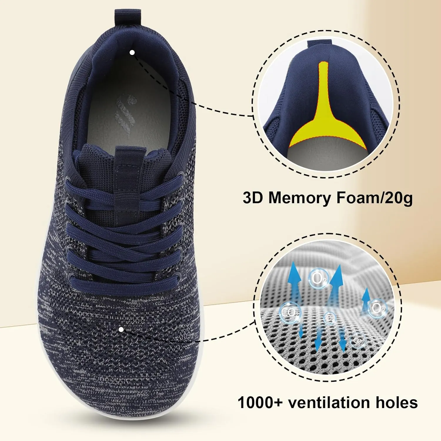 JIASUQI Men's Walking Shoes Wide Toe Sneakers with Arch Support Barefoot Shoes for Men