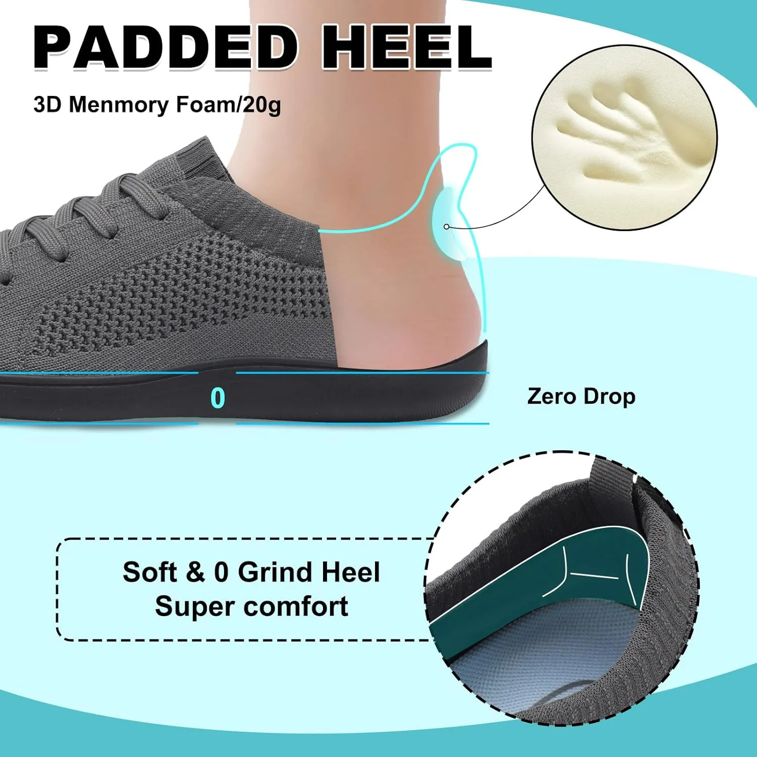 JOINFREE Mens Wide Toe Barefoot Shoes Minimalist Walking Shoes Zero Drop Mesh Workout Sneakers Breathable Casual Running Shoes