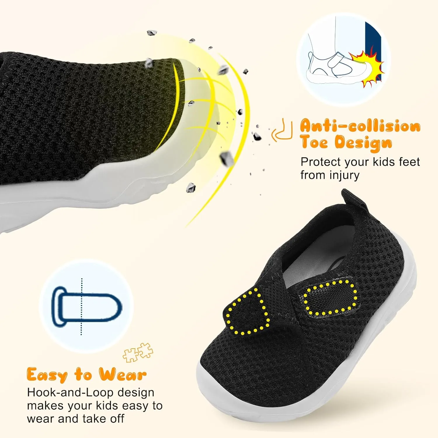 JOINFREE Toddler Boys Girls Barefoot Shoes Breathable Kids Sneakers Lightweight Walking Shoes Slip On Tennie Shoes Wide School Shoes