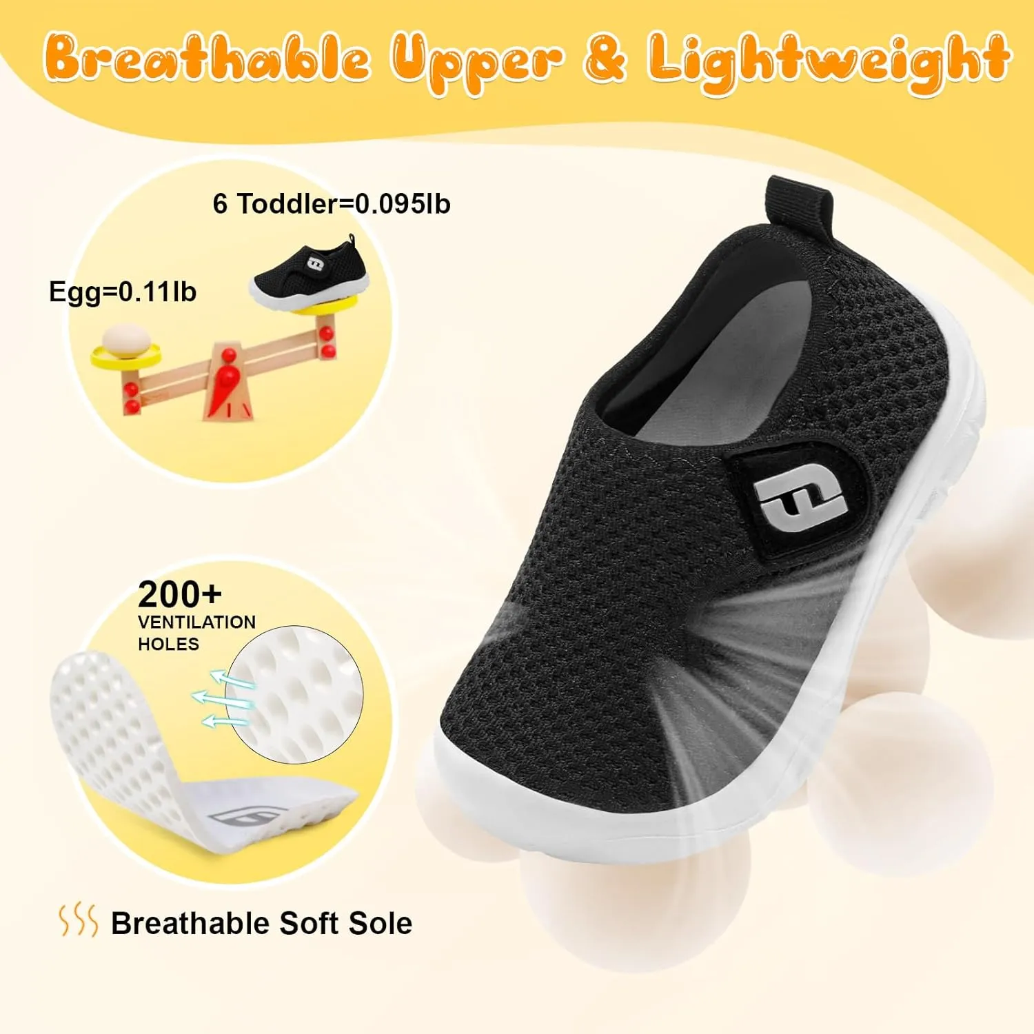 JOINFREE Toddler Boys Girls Barefoot Shoes Breathable Kids Sneakers Lightweight Walking Shoes Slip On Tennie Shoes Wide School Shoes