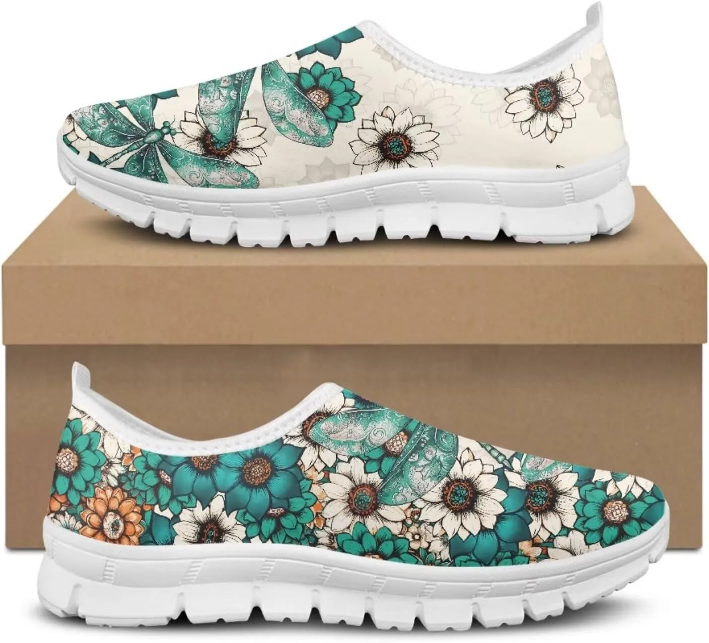 JoyLamoria Butterfly on Marble Canvas Shoes Slip On Fashion Sneakers Low Top Walking Flats Art Travel Shoes for Women