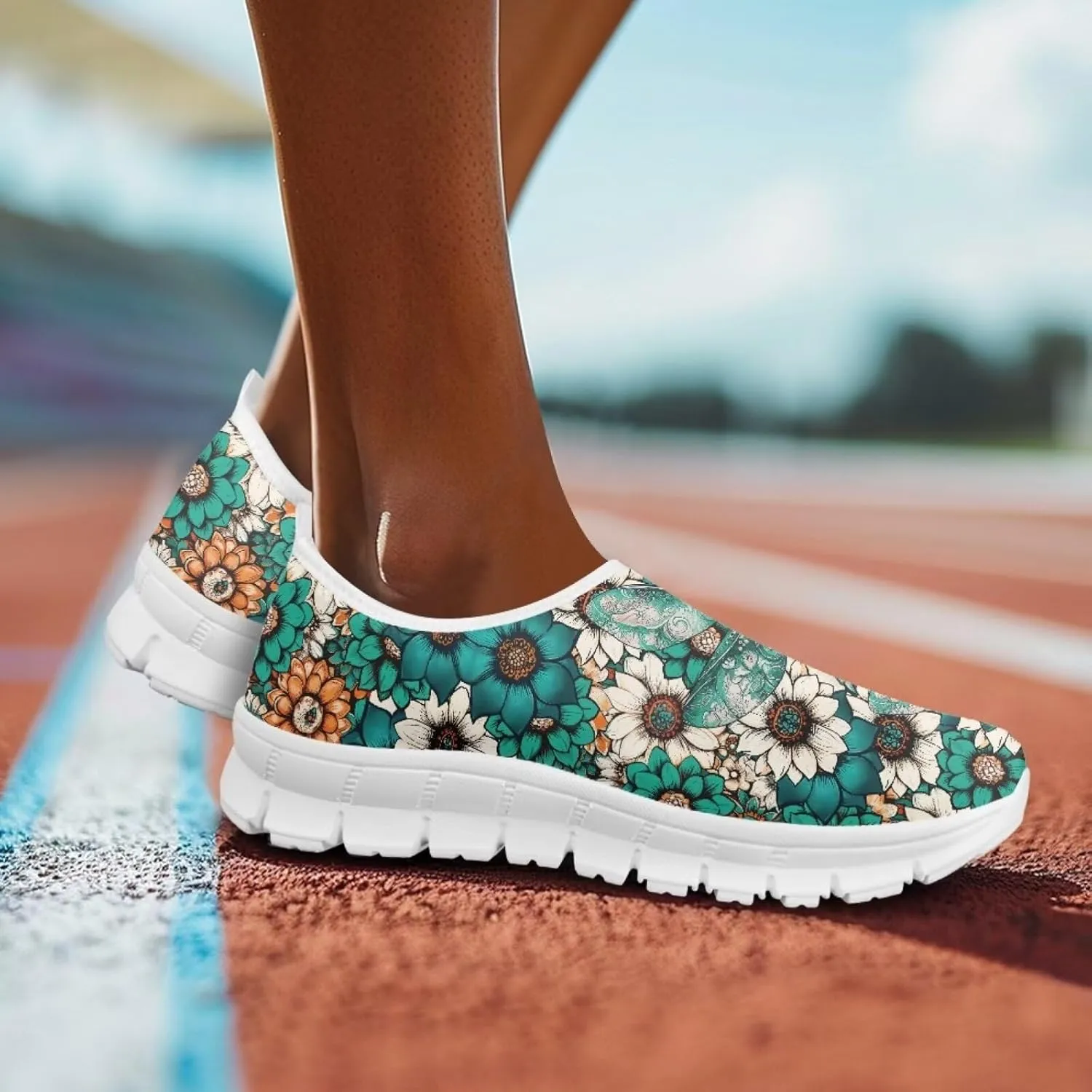 JoyLamoria Butterfly on Marble Canvas Shoes Slip On Fashion Sneakers Low Top Walking Flats Art Travel Shoes for Women