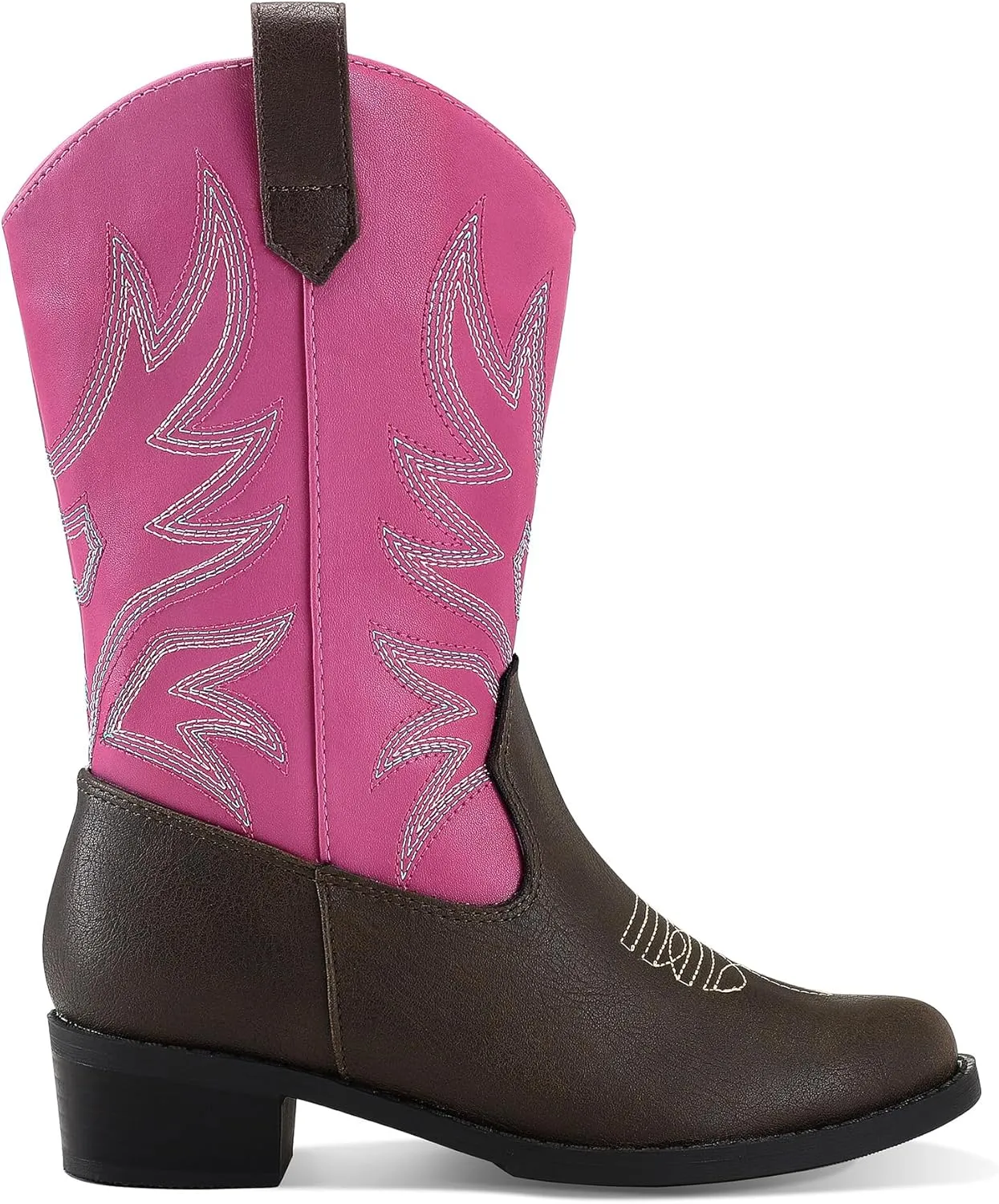 K KomForme Cowboy Boots for Girls and Boys Western Mid-Calf Pointed-Toe Cowgirl Boots (Toddler/Little Kid/Big Kid)