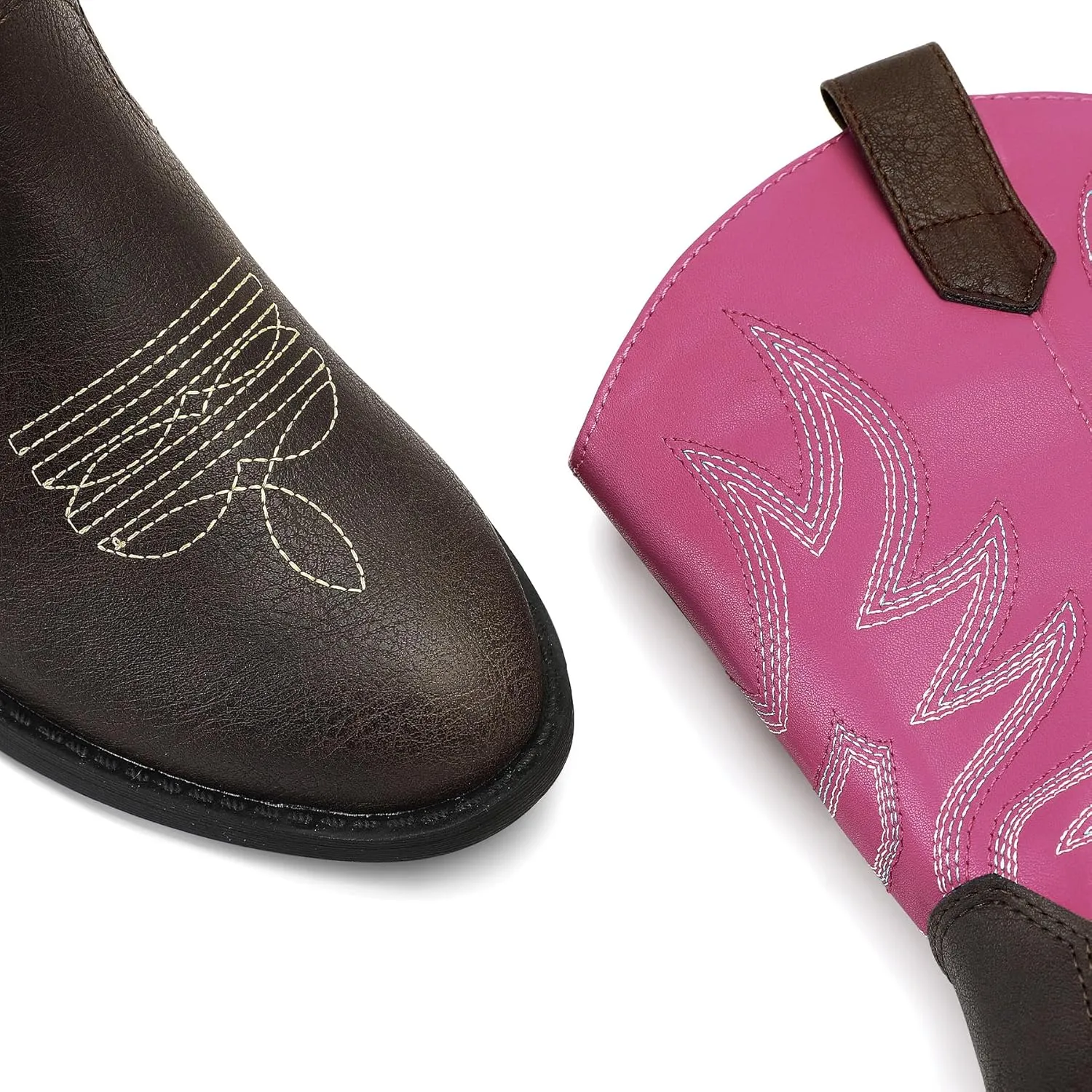 K KomForme Cowboy Boots for Girls and Boys Western Mid-Calf Pointed-Toe Cowgirl Boots (Toddler/Little Kid/Big Kid)